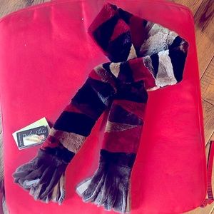 Starlight Beaver Fur Patchwork Fringe Long Scarf